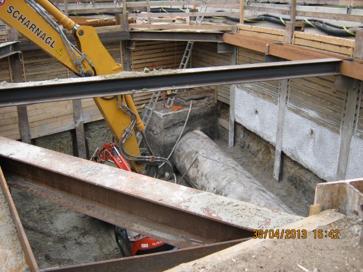 Trägerbohlwand Übergabeschächte